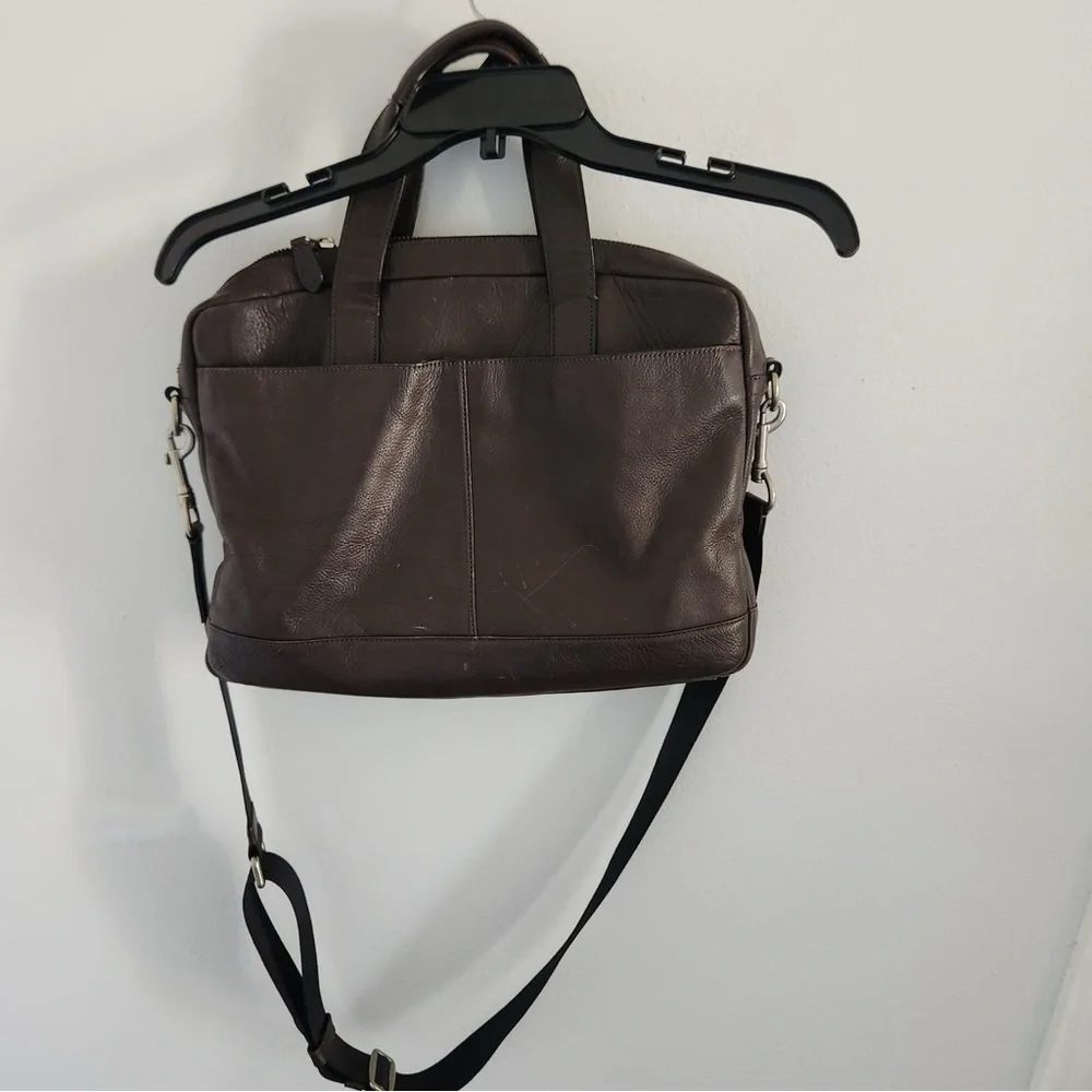 Coach  Messenger Brown Leather Briefcase Shoulder Laptop Book Business Bag - Picture 3 of 8